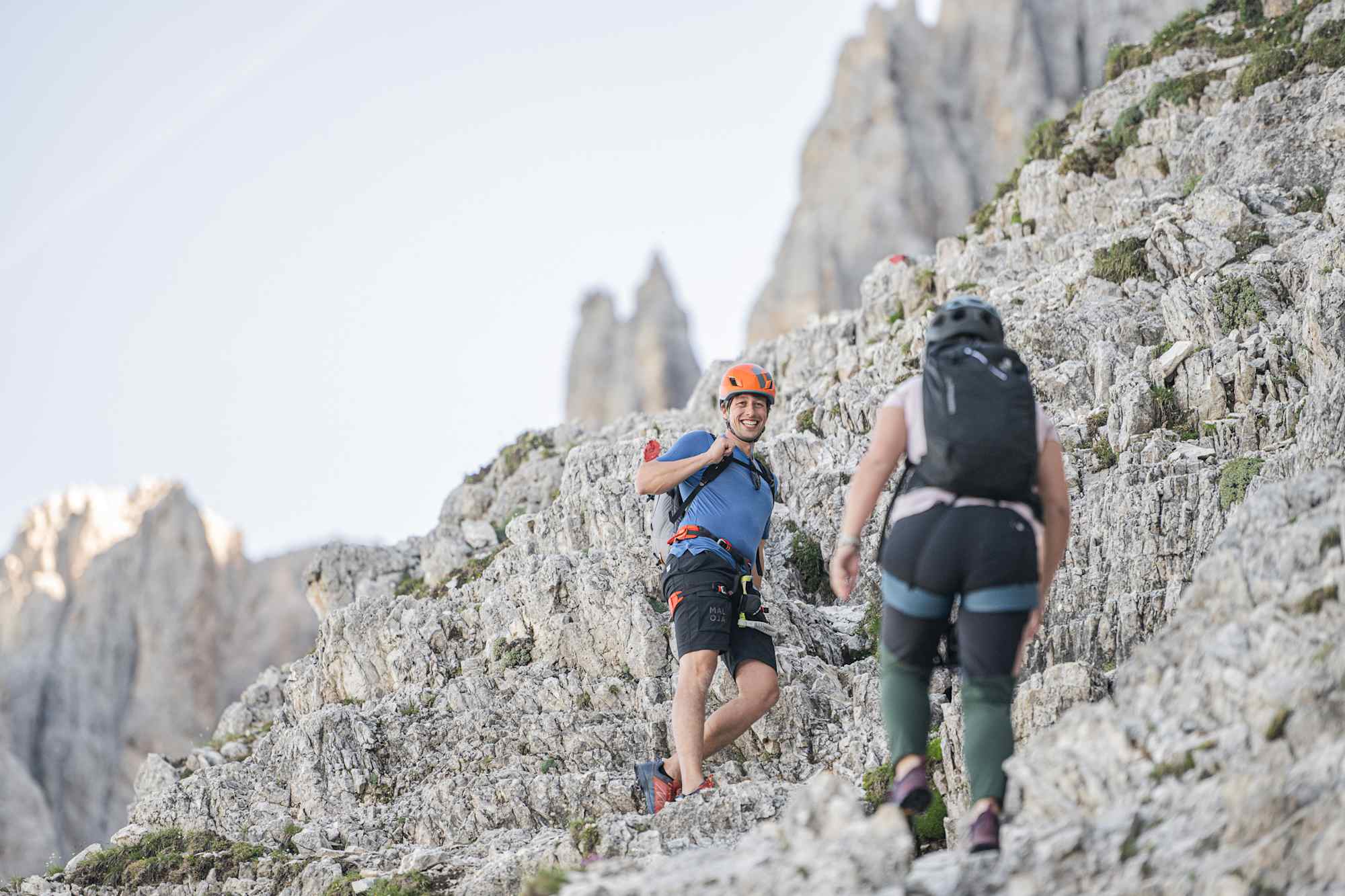 Klettersteigpassagen bei der Variante schwer