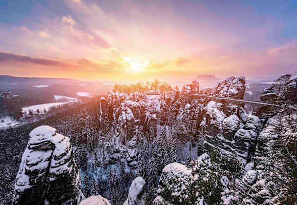 Basteibrücke im Winter - Nationalpark Sächsische Schweiz
