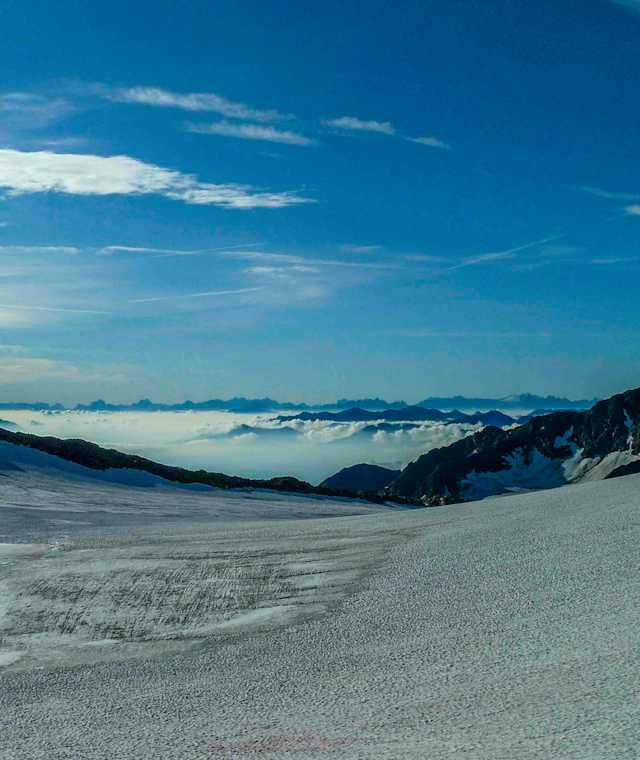 Querung auf dem Übeltalferner zum Becherhaus.