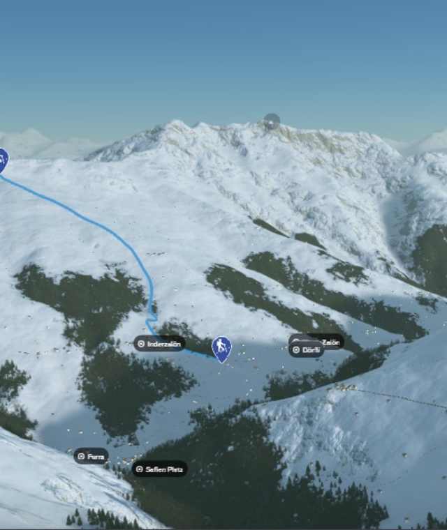 3-D-Ansicht der Skitour Zalöner Grat