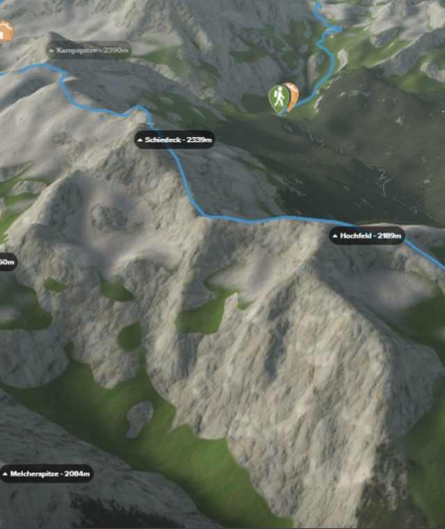 3-D-Ansicht der Wanderung Lungauer und Steirische Kalkspitze - Giglachseen - Hochwurzen